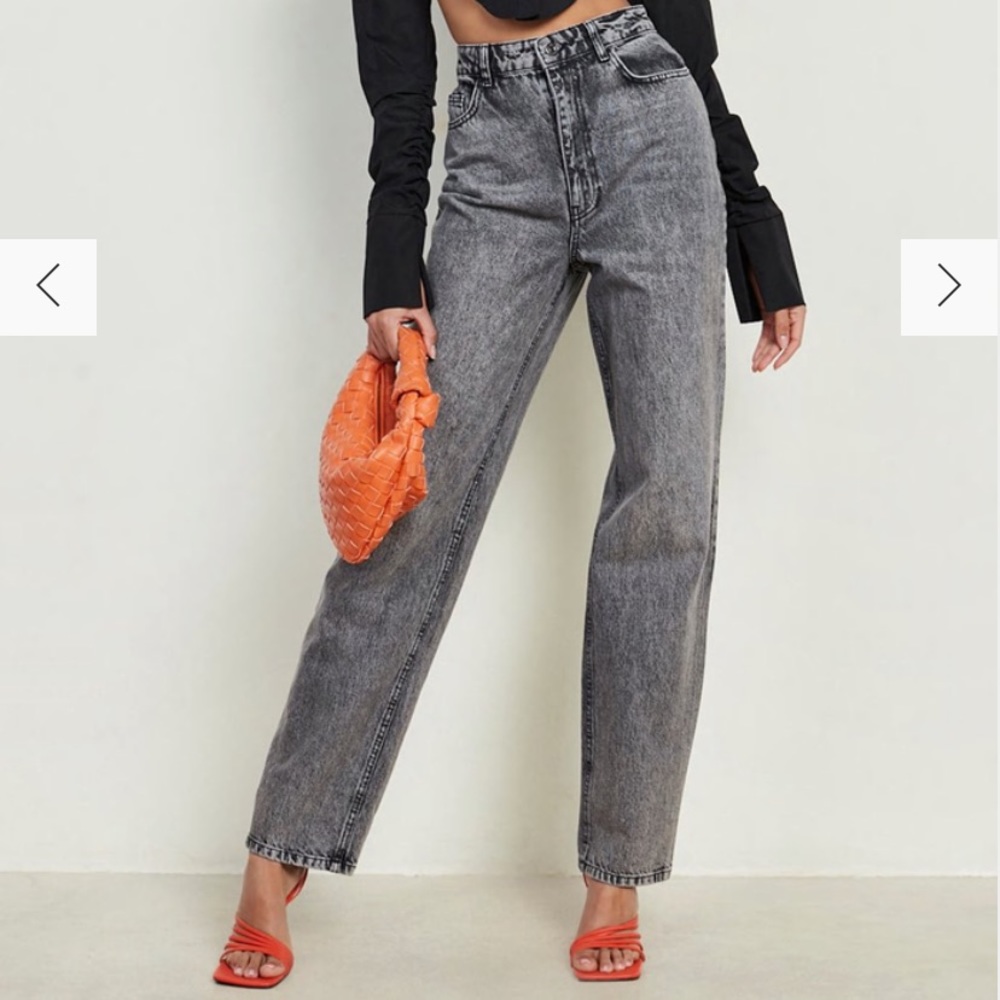 BOOHOO black acid wash straight leg jeans
